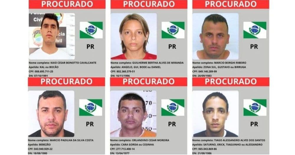 Saiba quem são os foragidos mais procurados e mais perigosos no Paraná