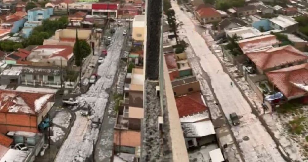 Temporal com granizo causa transtornos em Ponta Grossa; Curitiba também registra ocorrência