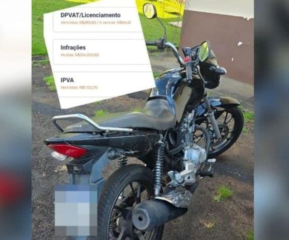PM apreende motocicleta com mais R$ 150 mil em multas em Telêmaco Borba