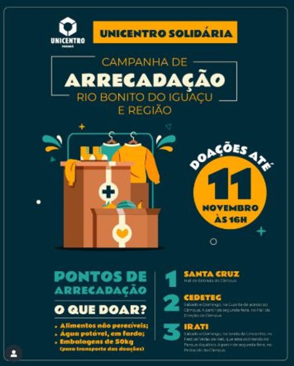 Unicentro arrecada doações para vítimas do tornado no Centro-Sul do Paraná