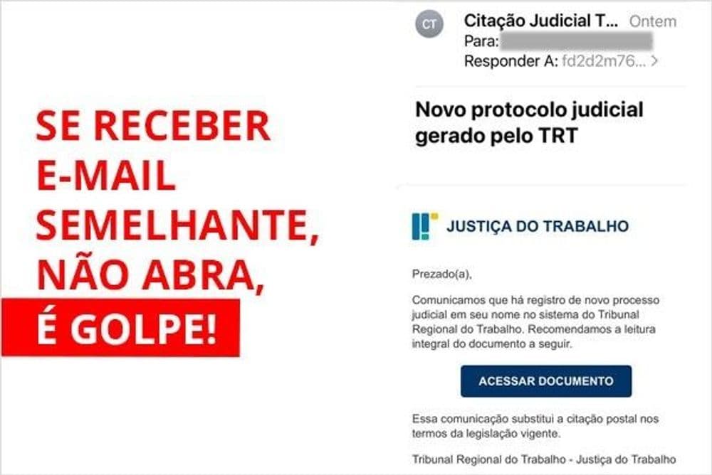 TRT-PR alerta para golpe de e-mail falso em nome da Justiça do Trabalho