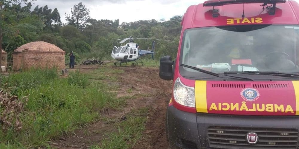Homem cai de árvore na área rural de Prudentópolis e precisa ser resgatado por helicóptero